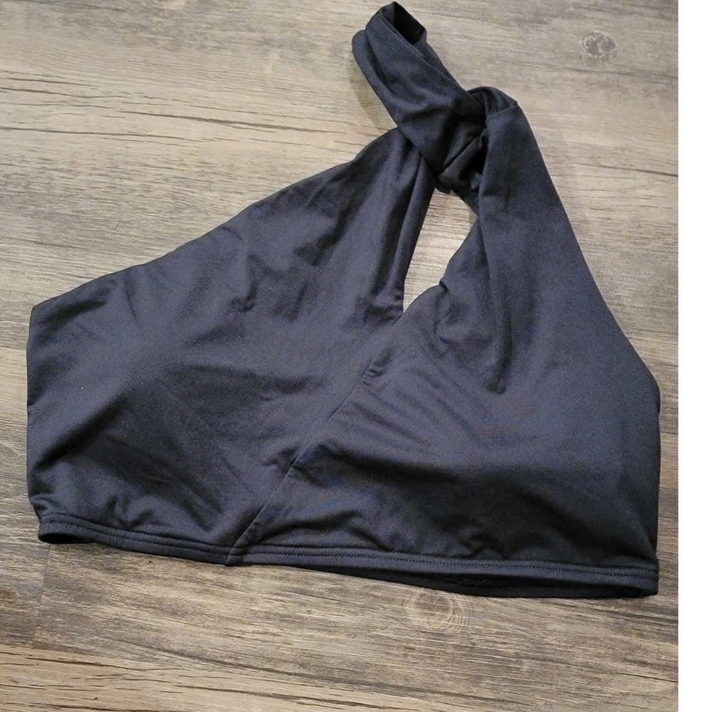 Carmen Marc Valvo Black One Shoulder Knotted Bikini Top Womens Size Small